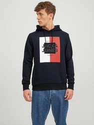 Jack & Jones Kapuzensweatshirt JJOSCAR SWEAT HOOD Dunkelblau/Blau