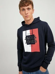 Jack & Jones Kapuzensweatshirt JJOSCAR SWEAT HOOD Dunkelblau/Blau