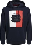 Jack & Jones Kapuzensweatshirt JJOSCAR SWEAT HOOD Dunkelblau/Blau