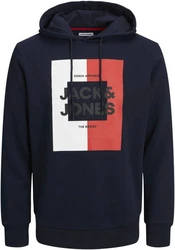 Jack & Jones Kapuzensweatshirt JJOSCAR SWEAT HOOD Dunkelblau/Blau