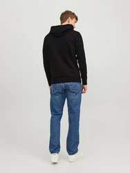 Jack & Jones Kapuzensweatshirt JJOSCAR SWEAT HOOD Schwarz/Hellblau