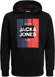 Jack & Jones Kapuzensweatshirt JJOSCAR SWEAT HOOD Schwarz/Hellblau