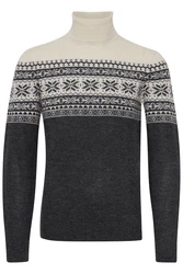 Blend Norwegerpullover BHTjesse Dunkelgrau/Grau/Schwarz