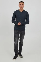 11 Project Strickpullover PRIngmar Dunkelblau/Hellblau/Grau/Dunkelgrau