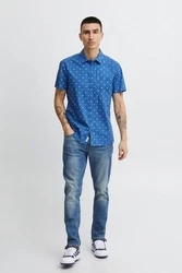 Blend Kurzarmhemd BHShirt Blau/Hellblau