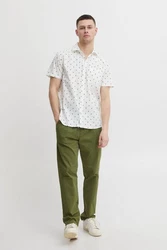 Blend Kurzarmhemd BHShirt Khaki/Grün/Dunkelgrün/Creme