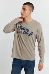 Blend T-Shirt BHLongsleeve Grau/Beige/Khaki/Blau/Braun