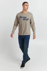 Blend T-Shirt BHLongsleeve Grau/Beige/Khaki/Blau/Braun