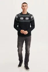 11 Project Strickpullover PRTimbro Hellblau/Schwarz/Weiß/Braun/Rot