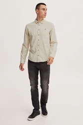 Blend Langarmhemd BLEND BHShirt Khaki/Hellgrün