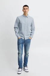 Blend Langarmhemd BHShirt Blau/Grau/Hellblau