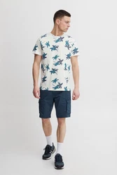 Blend T-Shirt BLEND BHTee Blau/Hellblau/Beige/Weiß
