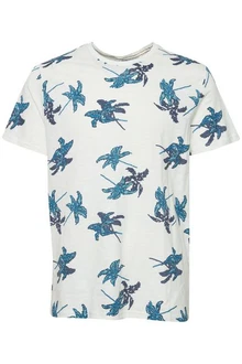 Blend T-Shirt BLEND BHTee Blau/Hellblau/Beige/Weiß