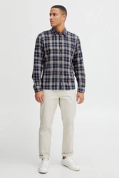 Blend Langarmhemd BHShirt Hellblau/Blau/Braun