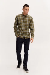 Blend Langarmhemd BHShirt Braun/Dunkelgrün/Grün/Khaki/Gelb