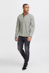 Blend Langarmshirt BLEND BHGrandad Khaki/Hellgrün/Grau