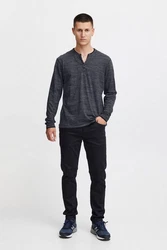Blend Langarmshirt BLEND BHGrandad Dunkelblau/Grau/Dunkelgrau