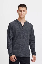 Blend Langarmshirt BLEND BHGrandad Dunkelblau/Grau/Dunkelgrau