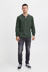 Blend Langarmshirt BLEND BHGrandad Dunkelgrün/Grün