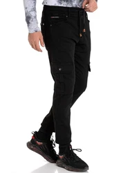 Cipo & Baxx Jogg Pants Jeans Jogger Schwarz/Orange/Khaki
