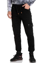 Cipo & Baxx Jogg Pants Jeans Jogger Schwarz/Orange/Khaki