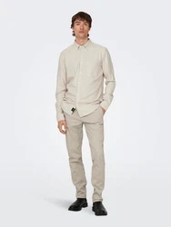 ONLY & SONS Langarmhemd Onsgudmund Slim 1-PKT Solid Shirt Khaki/Weiß/Beige/Braun