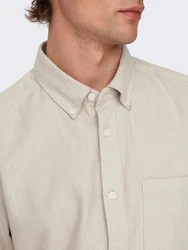 ONLY & SONS Langarmhemd Onsgudmund Slim 1-PKT Solid Shirt Khaki/Weiß/Beige/Braun