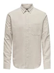 ONLY & SONS Langarmhemd Onsgudmund Slim 1-PKT Solid Shirt Khaki/Weiß/Beige/Braun