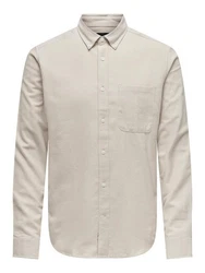 ONLY & SONS Langarmhemd Onsgudmund Slim 1-PKT Solid Shirt Khaki/Weiß/Beige/Braun