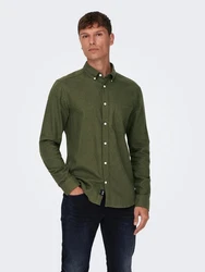 ONLY & SONS Langarmhemd Onsgudmund Slim 1-PKT Solid Shirt oliv