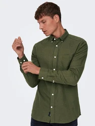 ONLY & SONS Langarmhemd Onsgudmund Slim 1-PKT Solid Shirt oliv