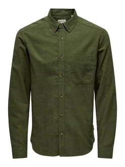 ONLY & SONS Langarmhemd Onsgudmund Slim 1-PKT Solid Shirt oliv