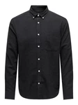 ONLY & SONS Langarmhemd Onsgudmund Slim 1-PKT Solid Shirt Schwarz/Dunkelgrau