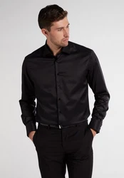 Eterna Langarmhemd COMFORT FIT Schwarz/Grau/Dunkelgrau