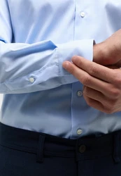 Eterna Langarmhemd SLIM FIT NON IRON Hellblau/Weiß/Blau
