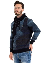 Cipo & Baxx Strickpullover Hellblau/Blau/Dunkelblau
