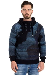 Cipo & Baxx Strickpullover Hellblau/Blau/Dunkelblau