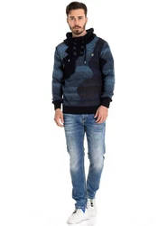 Cipo & Baxx Strickpullover Hellblau/Blau/Dunkelblau