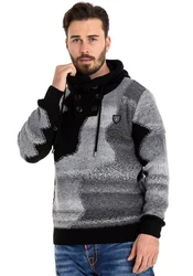 Cipo & Baxx Strickpullover Schwarz/Hellblau/Grau/Lila