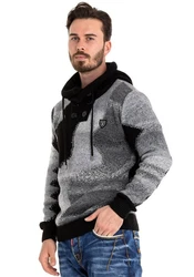 Cipo & Baxx Strickpullover Schwarz/Hellblau/Grau/Lila