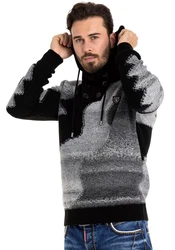 Cipo & Baxx Strickpullover Schwarz/Hellblau/Grau/Lila