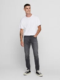 Slim-fit-Jeans Skinny Fit Jeans Basic Denim Hose Stoned Washed Pants ONSWARP (1-tlg) 3977 in Grau