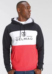 DELMAO Kapuzensweatshirt Rot/Gelb/Grau/Lila