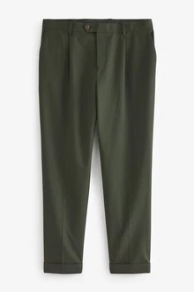 Next Anzughose Relaxed Fit Anzughose Dunkelgrün/Khaki
