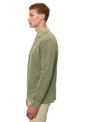 Marc O'Polo Poloshirt Langarm aus Bio-Baumwolle Khaki/Dunkelgrün/Grün