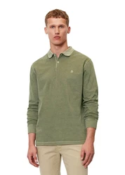 Marc O'Polo Poloshirt Langarm aus Bio-Baumwolle Khaki/Dunkelgrün/Grün
