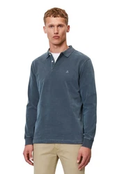 Marc O'Polo Poloshirt Langarm aus Bio-Baumwolle Blau/Grau/Dunkelblau