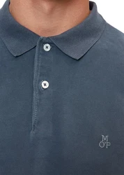 Marc O'Polo Poloshirt Langarm aus Bio-Baumwolle Blau/Grau/Dunkelblau
