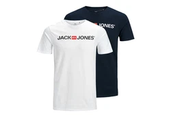 Jack & Jones T-Shirt 2er Pack Logo Tee Crew Neck Dunkelblau/Schwarz/Hellblau