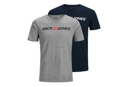 Jack & Jones T-Shirt 2er Pack Logo Tee Crew Neck Dunkelgrau/Dunkelblau/Grau/Schwarz/Silber/Beige